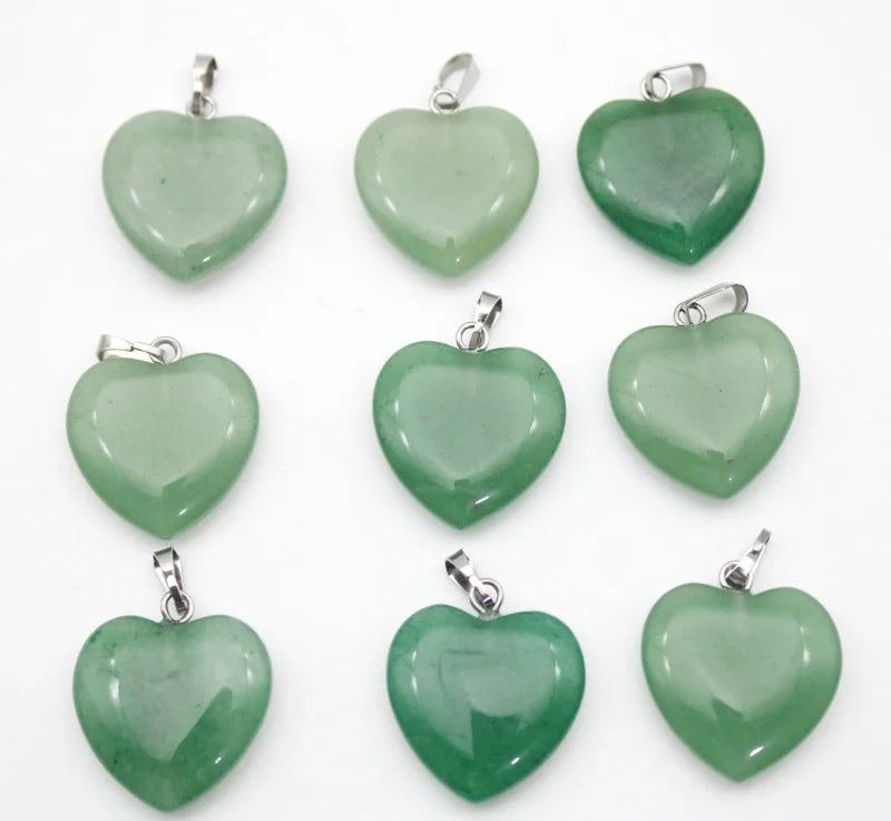 16MM Natural stone heart pendants for diy jewelry making - Earrings/necklaces etc (15pcs)