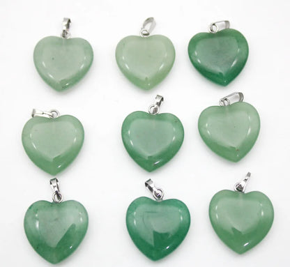 16MM Natural stone heart pendants for diy jewelry making - Earrings/necklaces etc (15pcs)