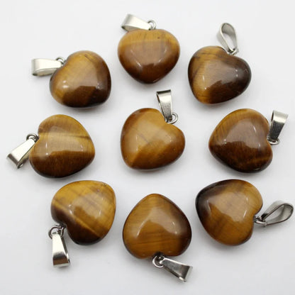 16MM Natural stone heart pendants for diy jewelry making - Earrings/necklaces etc (15pcs)