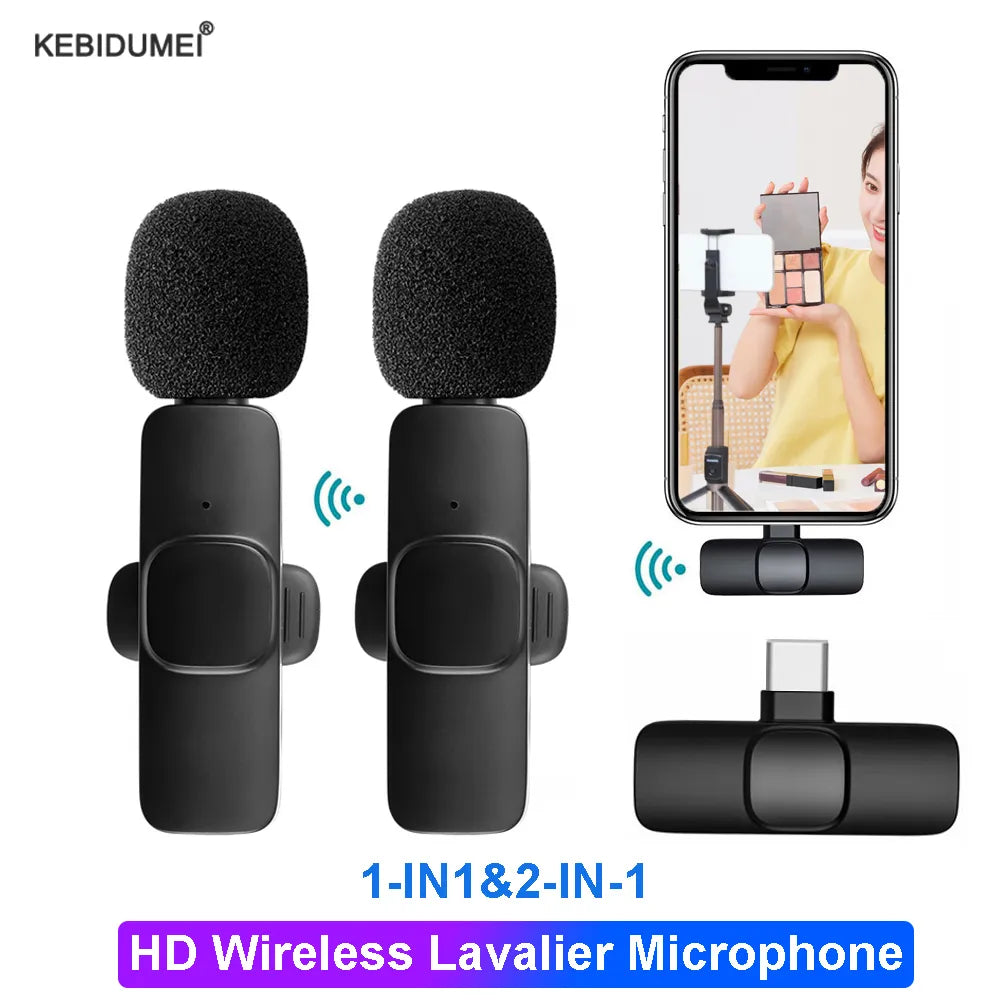 Noise Cancelling Audio Video Recording Mini Mic for iPhone Android (Wireless)