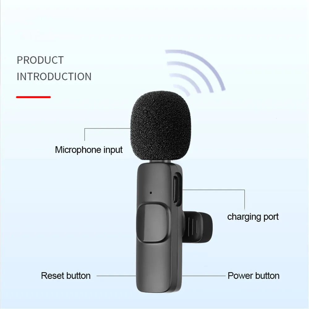 Noise Cancelling Audio Video Recording Mini Mic for iPhone Android (Wireless)