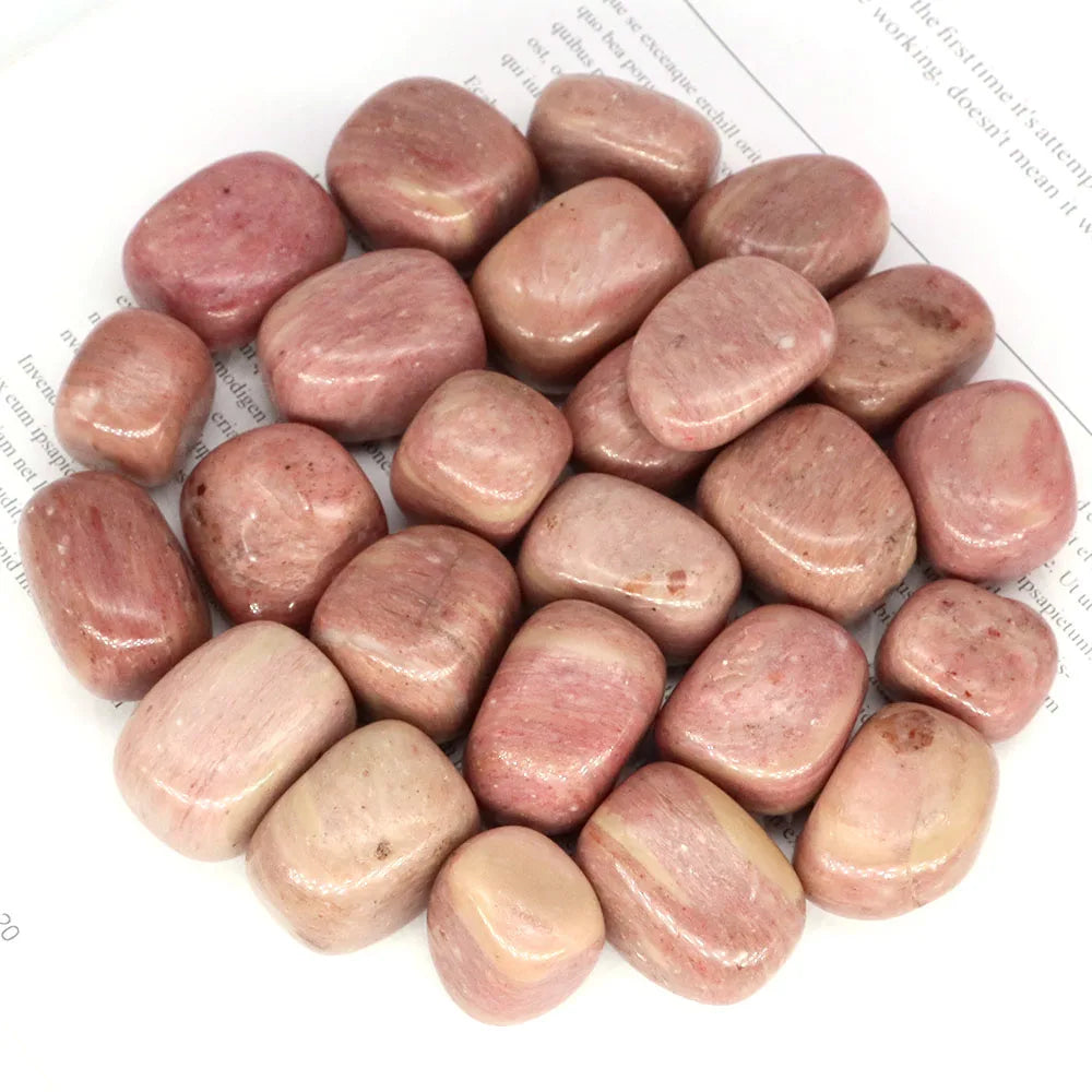 Natural Pink Rhodonite Tumbled Healing Crystal Gemstones