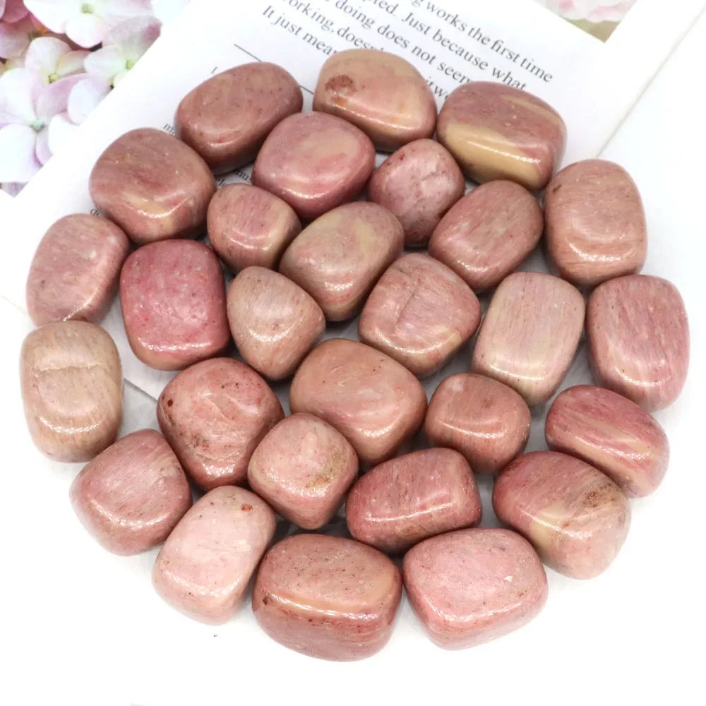 Natural Pink Rhodonite Tumbled Healing Crystal Gemstones